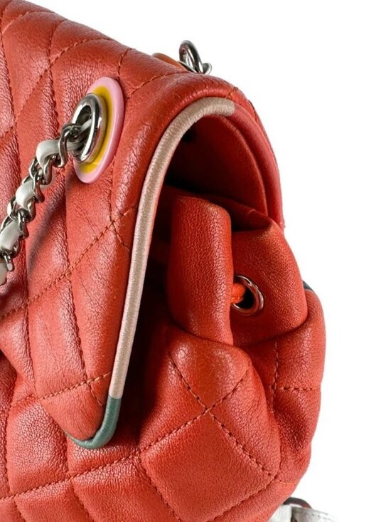 CHANEL Backpack Orange/Navy/White/Black/Silver Lambskin/Metal main image 10